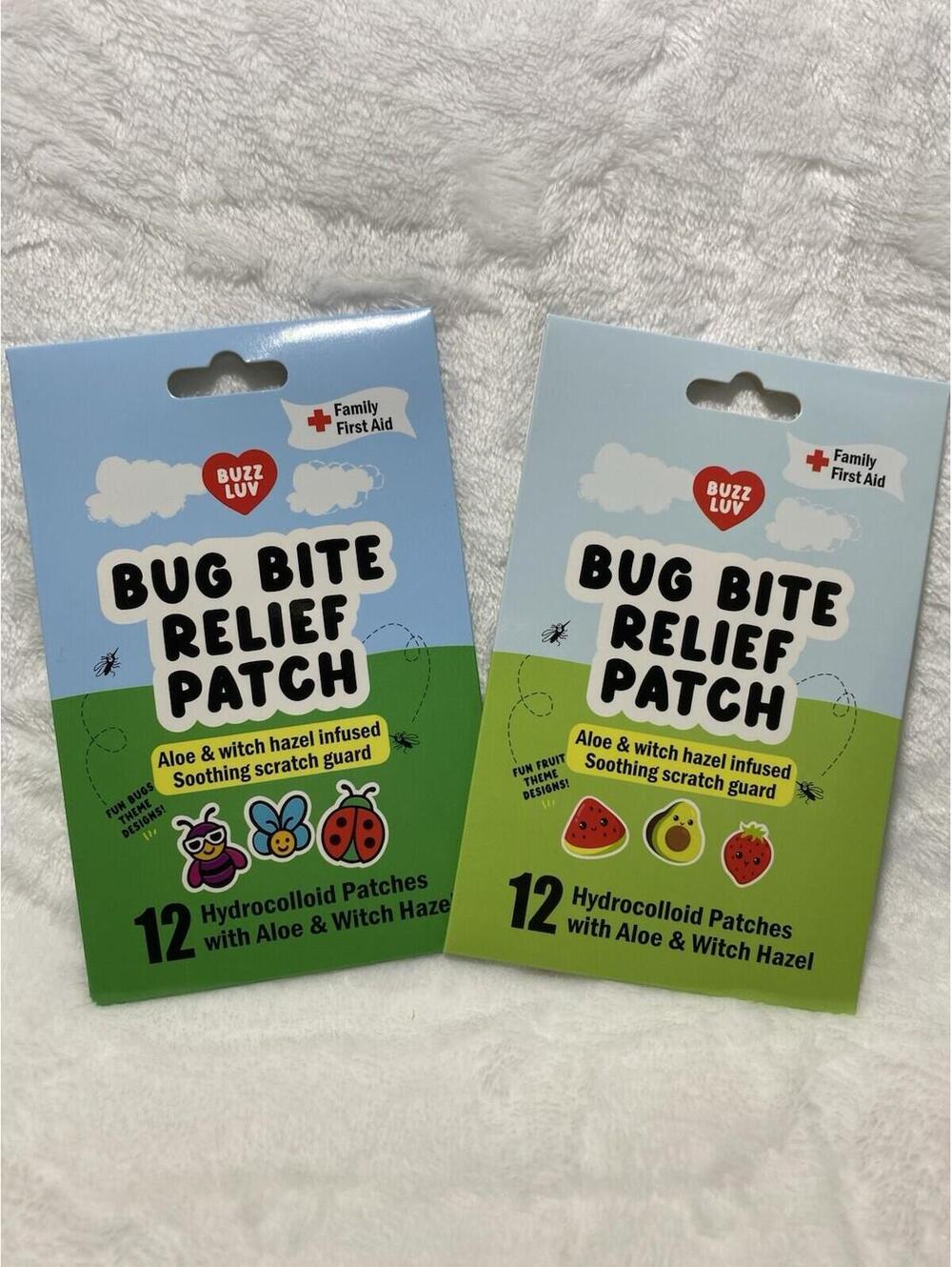 NEW  Buzz Luv Bug Bite Relief  Patches 12ct with Aloe & Witch Hazel - 2 packs